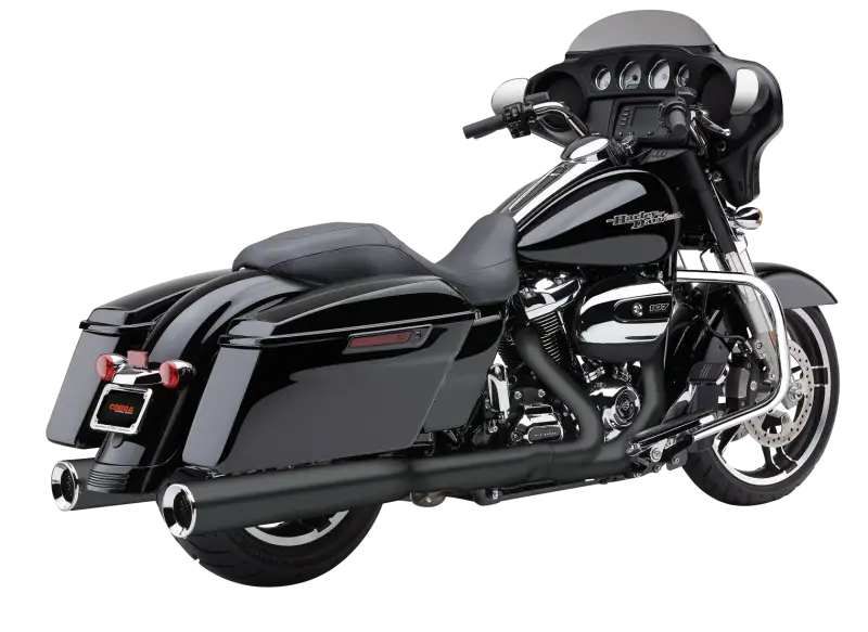 4.5" Powrflo Round Slip Ons Black Flh/Flt 17 22 - COBRA