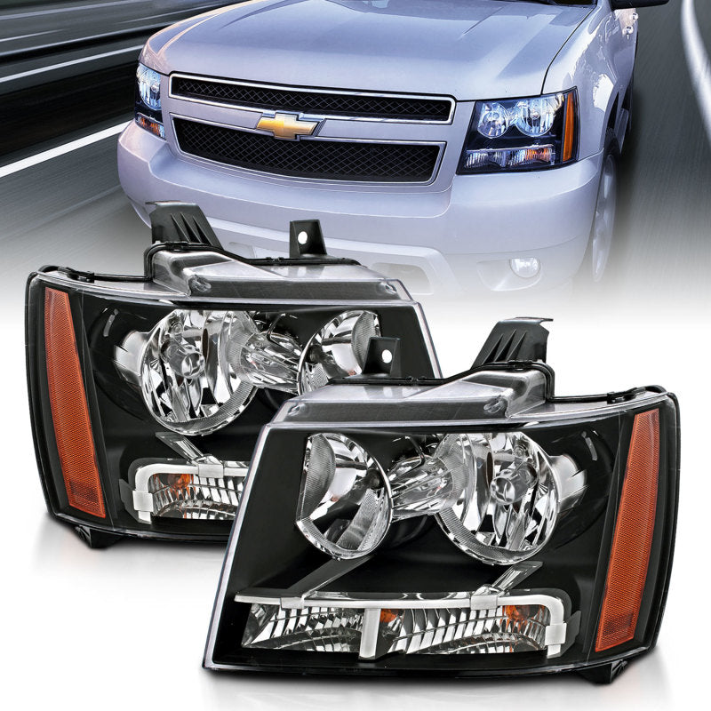ANZO 111392 ANZO 2007-2014 Chevrolet Tahoe/Suburban Crystal Headlights Black