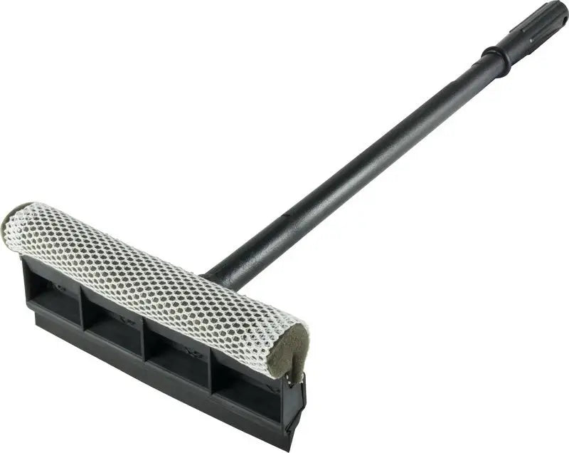 Black window squeegee with scrubber for cleaning, part of 40059AS Carrand Microfiber Max series