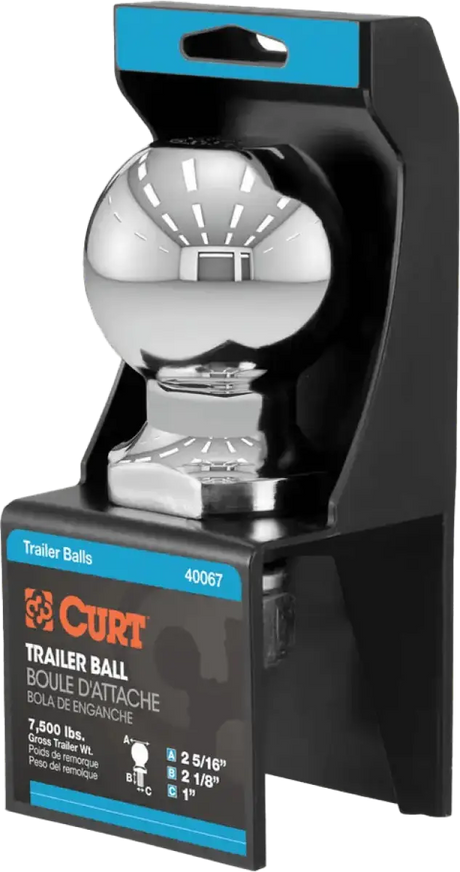 40067 Curt 2 5/16 X 1 X 2 1/8 Hitch Ball - RV and Auto Parts