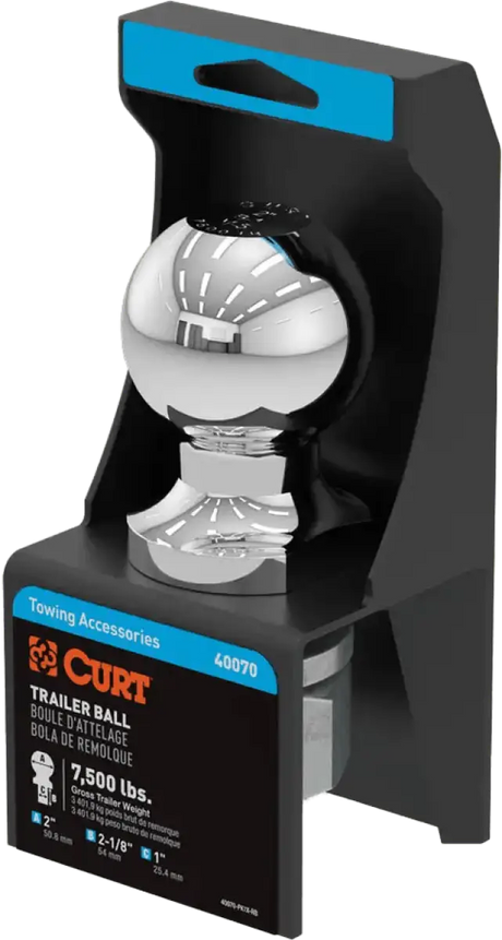 40070 Curt 2 X 1 X 2 1/8 Hitch Ball Pkgd - RV and Auto Parts