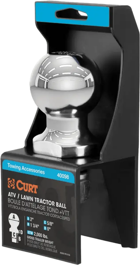 40098 Curt 2 Inch ATV Ball Packaged - RV and Auto Parts