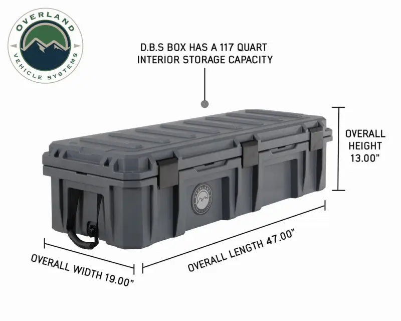 40100021 Overland Vcl D.B.S. - Dark Grey 117 Qt Dry Box with a secure seal and durable construction, RV, Automotive, Powersports, off-road, marine, exterior, truck accessories, interior, truck bed, rv parts, AVADA - Best Sellers, Must Haves