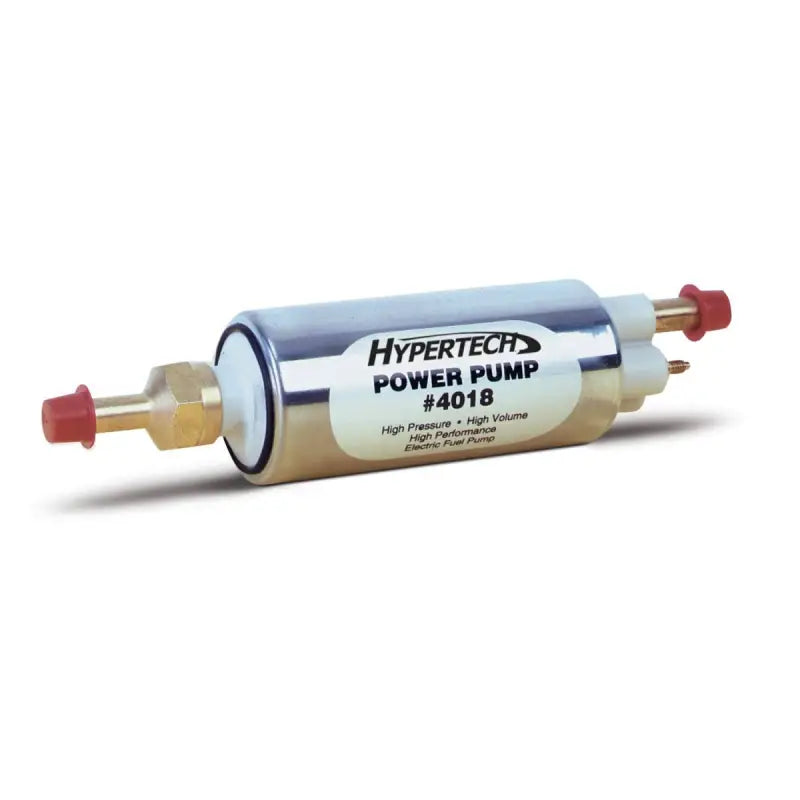 Silver cylindrical fuel pump from the 4020 Hypertech Power Pump Install Kit for easy pump install