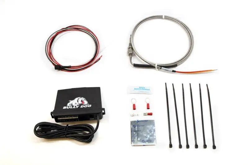 Bully Dog Sensor Station W/Pyro for automotive, RV, powersports, off-road, marine applications, includes cables, pyrometer, and accessories for enhanced performance and monitoring.