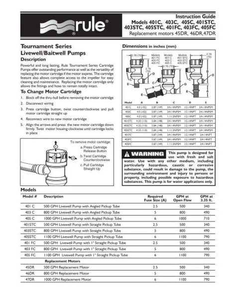 405C Xylem 1000Gph - Livewell 800 Straight Thr - Baitwell Pump