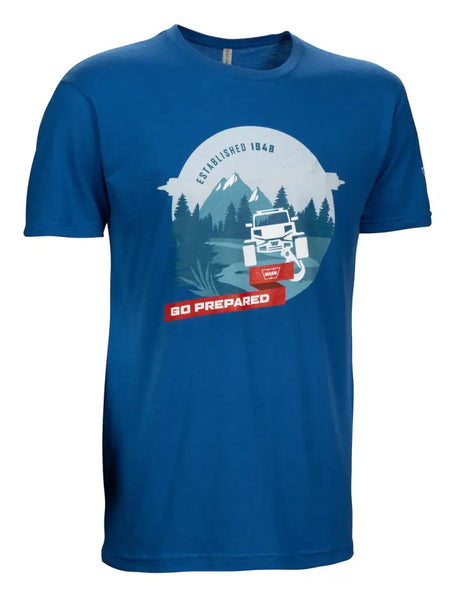 Blue warn m-short-sl-g3-large t-shirt with mountain graphic for outdoor adventures