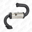 Black and silver performance exhaust race silencer for high-performance exhaust race use