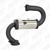 Black and silver performance exhaust race silencer for high-performance exhaust race use