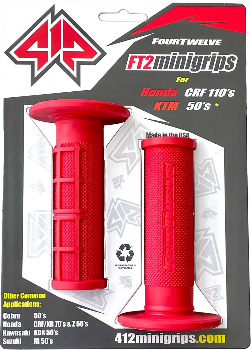 412-G203 Pee Wee / Pit Bike Mini Grips 7/8’’ (Red) - Wee/Pit
