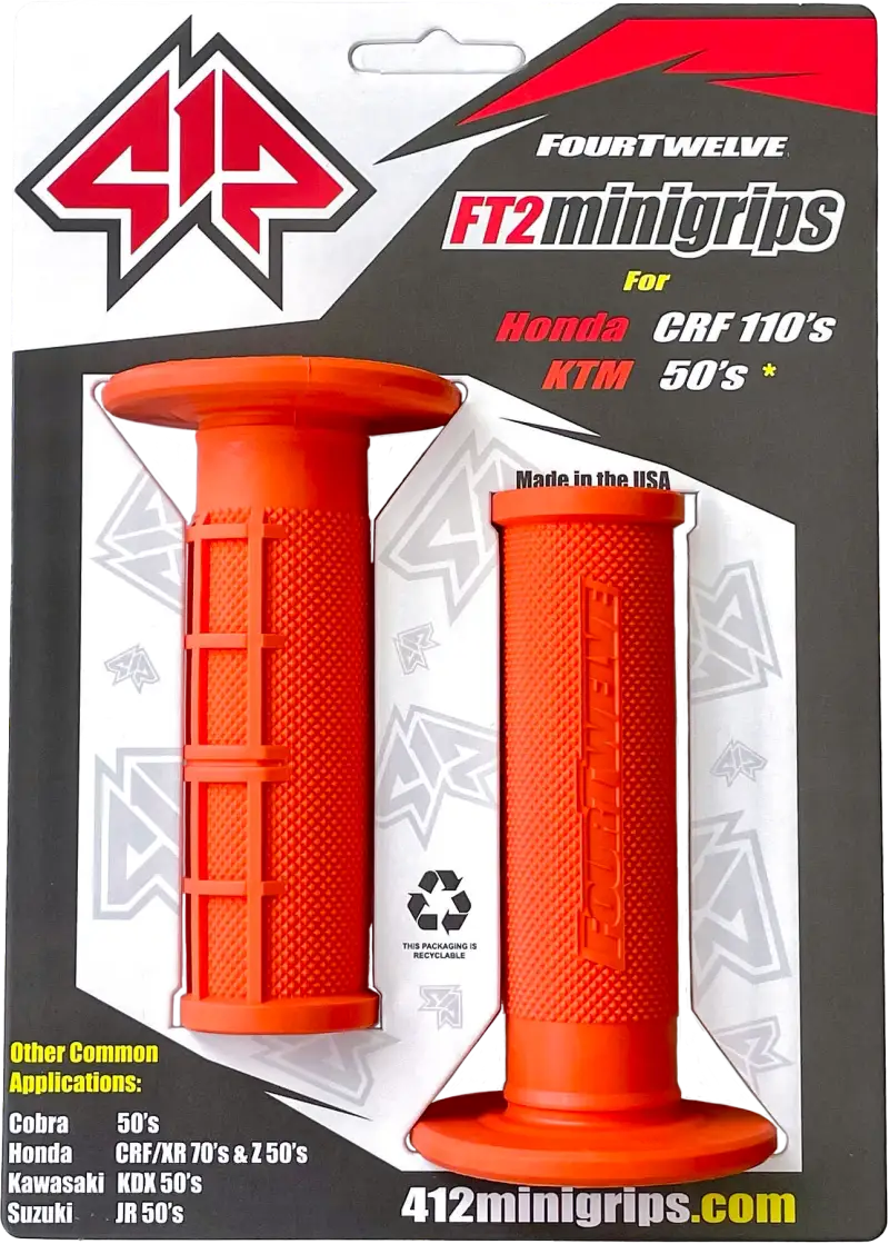 412-G204 Pee Wee / Pit Bike Mini Grips 7/8’’ (Orange) - Wee/Pit