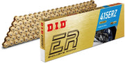 Gold-colored motorcycle chain and box for 415erzx25ft 415erzg 25ft chain upgrade option