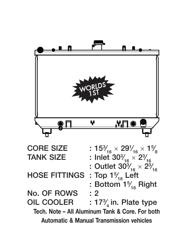 CSF 7003 CSF 10-12 Chevrolet Camaro V8 Radiator