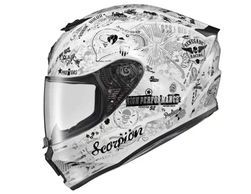 42-2215 Scorpion Exo Exo-R420 Full-Face Helmet Shake Ii White Lg - RV and Auto Parts