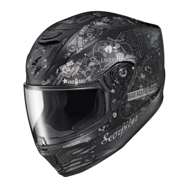42-2225 Scorpion Exo Exo-R420 Full-Face Helmet Shake Ii Black/White Lg - Helmets