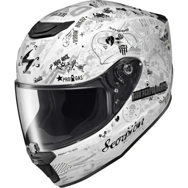 42-2226 Scorpion Exo Exo-R420 Full-Face Helmet Shake Ii Black/White Xl - Helmets