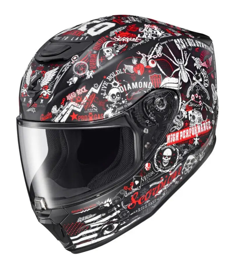 42-2227 Scorpion Exo Exo-R420 Full-Face Helmet Shake Ii Black/White 2X - Helmets