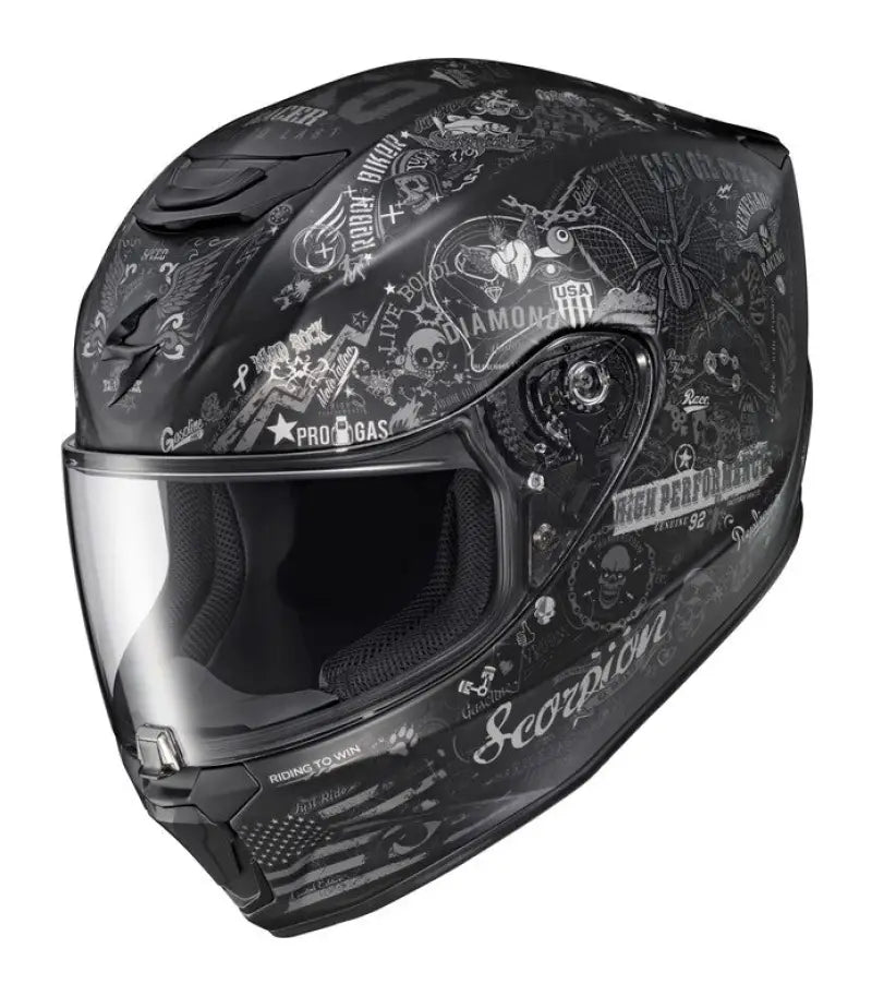 42-2227 Scorpion Exo Exo-R420 Full-Face Helmet Shake Ii Black/White 2X - Helmets