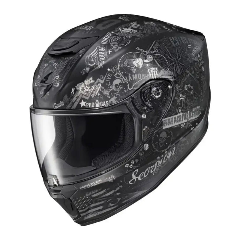42-2227 Scorpion Exo Exo-R420 Full-Face Helmet Shake Ii Black/White 2X - Helmets