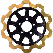 LYNDALL BRAKES 4204-2133 9 Spoke Rotor, Rear Blk/Gold Bow Tie 11.8",7mm
