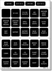 4217-BSS Blue Sea Label Kit Dc H2O 120 Square Blk