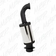 Black and silver Performance Exhaust Standard Silencer with angled pipe for better flow