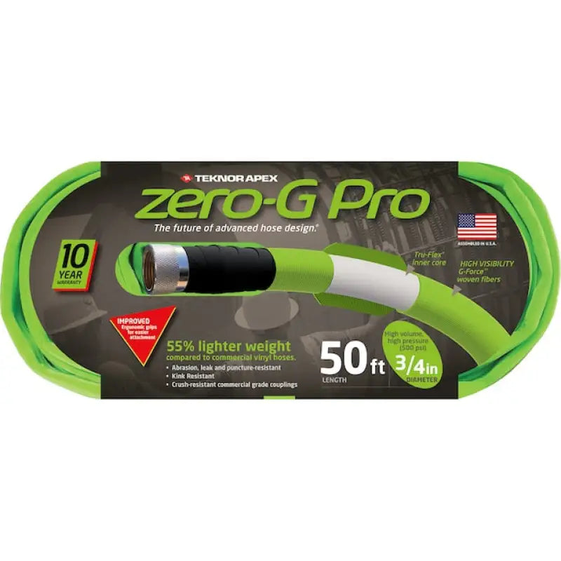 Teknor Apex Zero G Pro 50 Foot garden hose for professional use with lightweight and durable construction, kink-resistant, flexible in all weather, and easy to store.