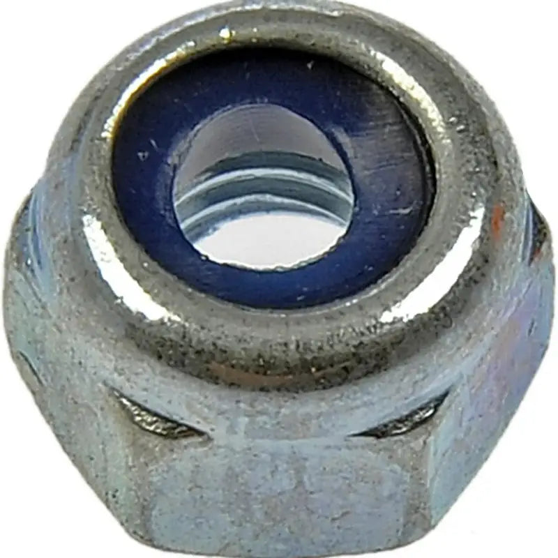 Silver lock nut with blue insert from Dorman 432-004BX nylon lock nut series