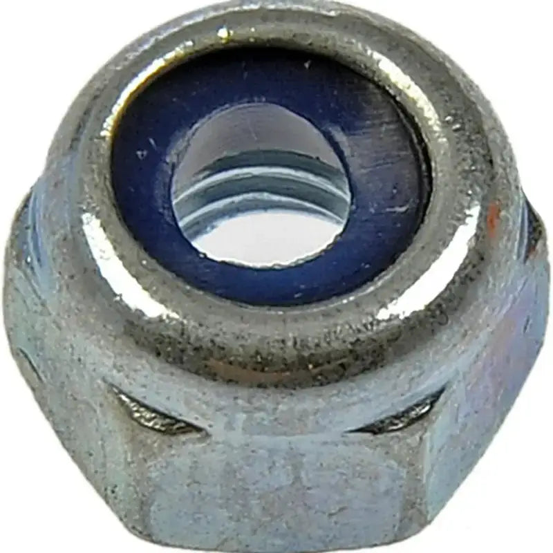 Silver lock nut with blue insert from Dorman 432-004BX nylon lock nut series