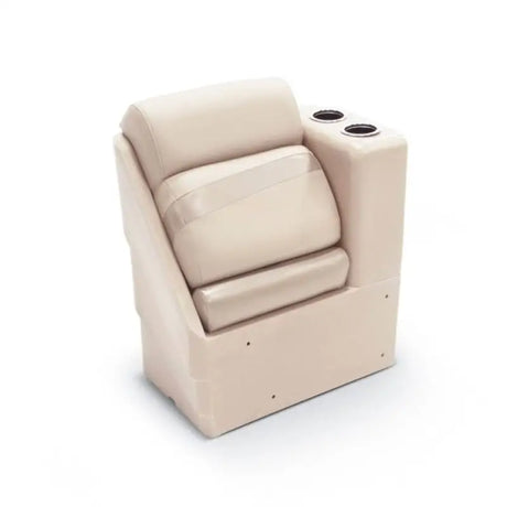 Beige Taylor Made LCI 17 RGT Chaise pontoon boat corner seat with cup holders