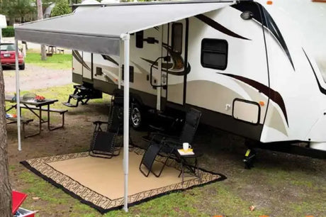 434724 Lippert Components Awning Arm For Patio Awnings enhances outdoor comfort with its electric, 69-inch design.