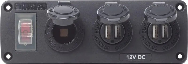 4365-BSS Blue Sea Panel Acc H2O 2 Usbs & Sckt - Switch