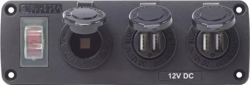 4365-BSS Blue Sea Panel Acc H2O 2 Usbs & Sckt - Switch