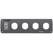 Gray panel with switch and circular ports for Blue Sea Panel and panel acc H2O