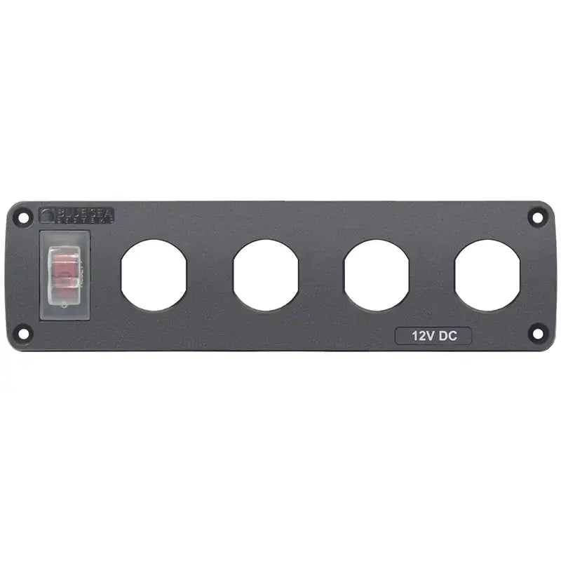 Gray panel with switch and circular ports for Blue Sea Panel and panel acc H2O