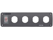 Gray panel with switch and circular ports for Blue Sea Panel and panel acc H2O