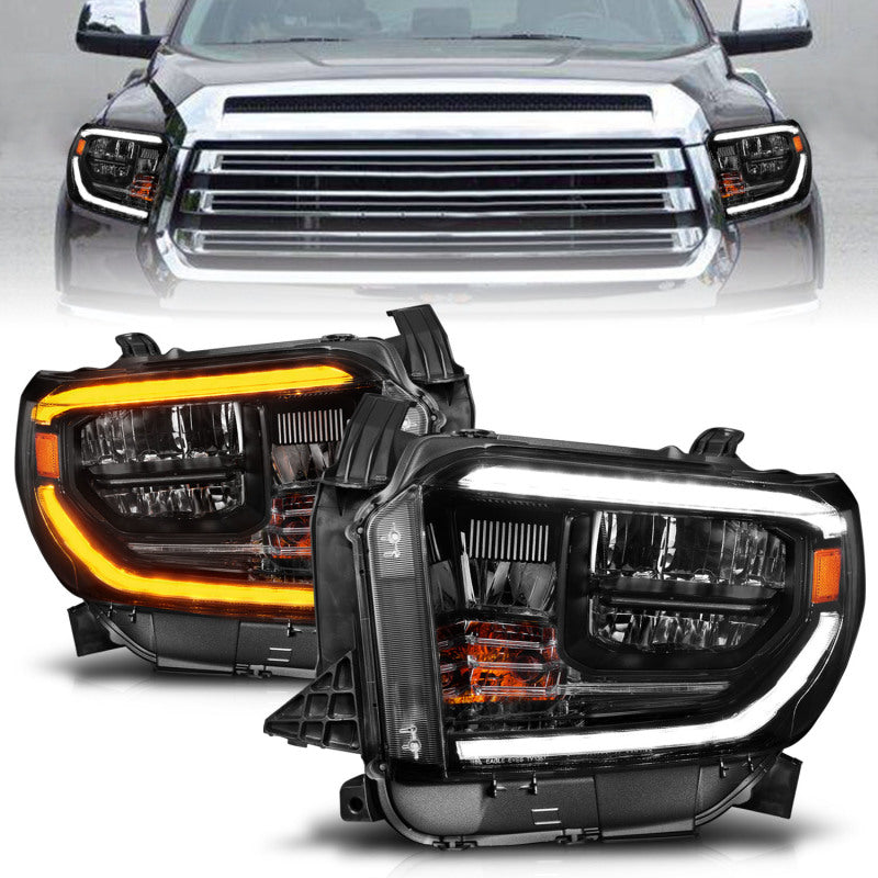 ANZO 111533 ANZO 2014-2017 Toyota Tundra LED Crystal Headlights w/ Switchback Black Housing w/ DRL