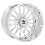 Polished 43QF Allegiance FGD chrome star-spoke wheel rim, 24x14 8x170
