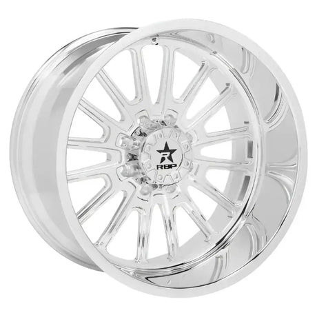 Polished 43QF Allegiance FGD chrome star-spoke wheel rim, 24x14 8x170