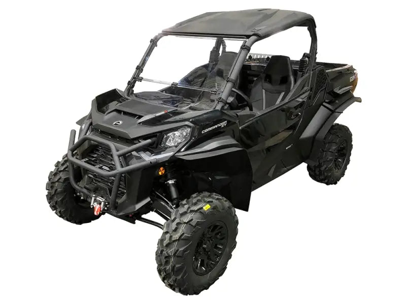 Black Can-Am Commander with roof, windshield, bumper in 44-2500 Spike Over Fender Set