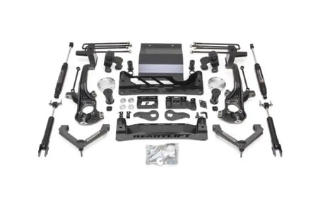 Black truck suspension lift kit with 8 inch rear lift for improved clearance