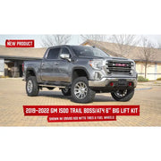 2019-2022 GM 1500 Trail Boss featuring the Readylift 6'' Big Lift Kit, enhancing the truck's off-road performance with a bold stance, shown with 295/65/R20 Nitto tires and Fuel wheels, Suspension, AVADA - Best Sellers, Must Haves