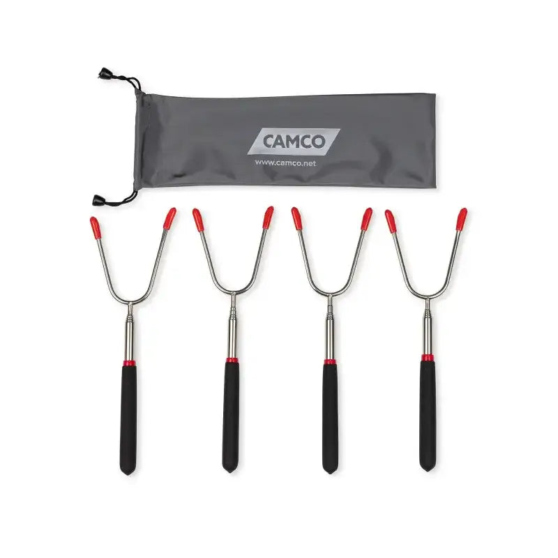 Camco Telescoping Roasting Fork 4-Pack for outdoor cooking with stainless steel forks and comfortable handles, perfect for RV, automotive, powersports, off-road, marine, truck accessories, and camping accessories, AVADA - Best Sellers