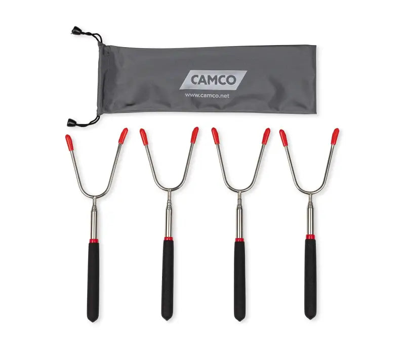 Camco Telescoping Roasting Fork 4-Pack for outdoor cooking with stainless steel forks and comfortable handles, perfect for RV, automotive, powersports, off-road, marine, truck accessories, and camping accessories, AVADA - Best Sellers