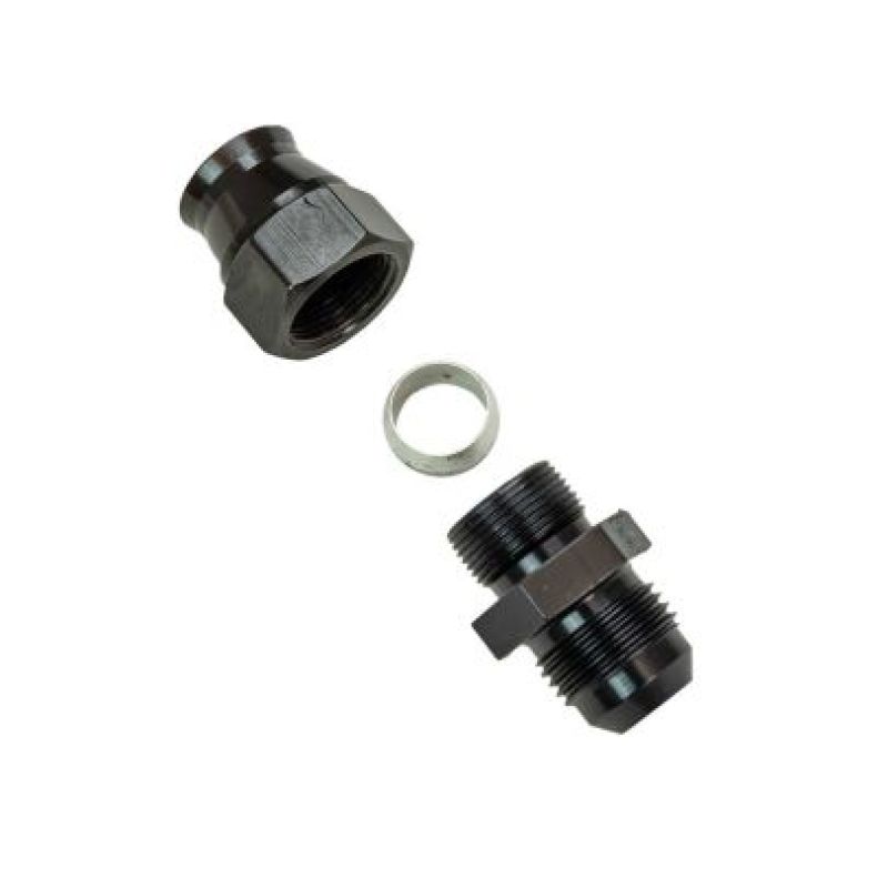 Moroso 65351 Moroso Aluminum Fitting Adapter 8AN Male to 1/2in Tube Compression - Black - 65351
