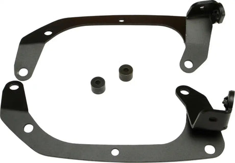 Matte black black metal brackets with rubber grommets for hard luggage mounting hardware