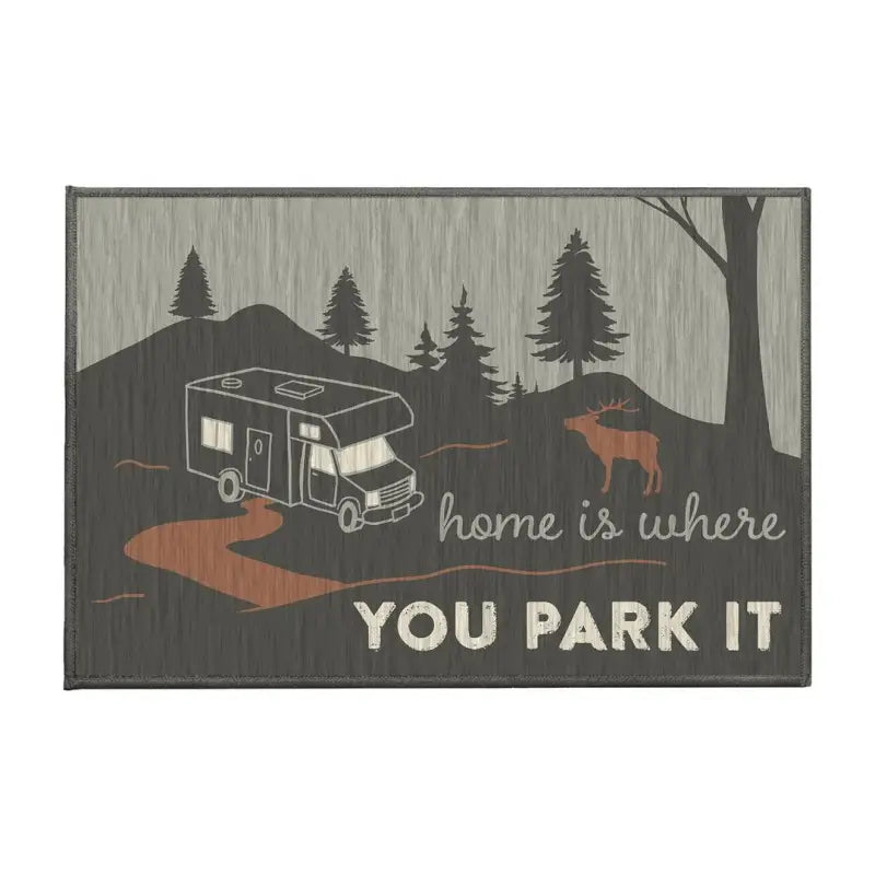 Crystal Art Home Is Where You Park It Doormat with RV design, durable 27x18 inches, for indoor and outdoor use, perfect for RV, Automotive, Powersports, off-road, marine, exterior, truck accessories, interior, truck bed, RV parts, RV Hardware, AVADA - Best Sellers, Must Haves