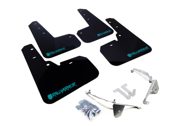Rally Armor MF26-UR-BLK/TL-X Rally Armor 13-17 Subaru Crosstrek XV Black UR Mud Flap w/ Teal Altered Font Logo