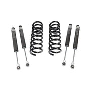 Suspension springs and shock absorbers for spring leveling and improved clearance system