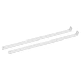 Two white metal shelf supports for 46 inch van storage system shelves
